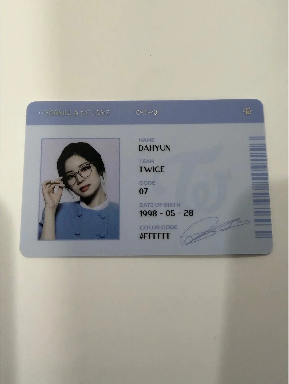 Twice Dahyun FORMULA OF LOVE Inclusion Scientist ID Photocard